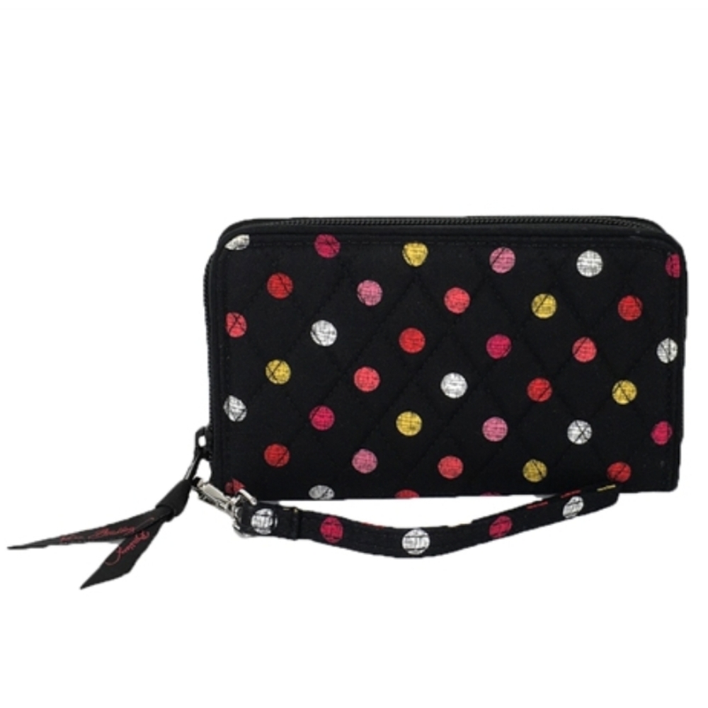 Vera Bradley Havana Dots Wristlet Wallet RFID Grab & Go Black Red Yellow